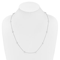 Sterling Silver Rhodium-plated 5mm Bezel-set Checker-cut CZ 11-Station Necklace, 24" view 3