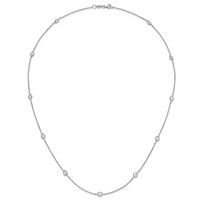 Sterling Silver Rhodium-plated 5mm Bezel-set Checker-cut CZ 11-Station Necklace, 24" view 4