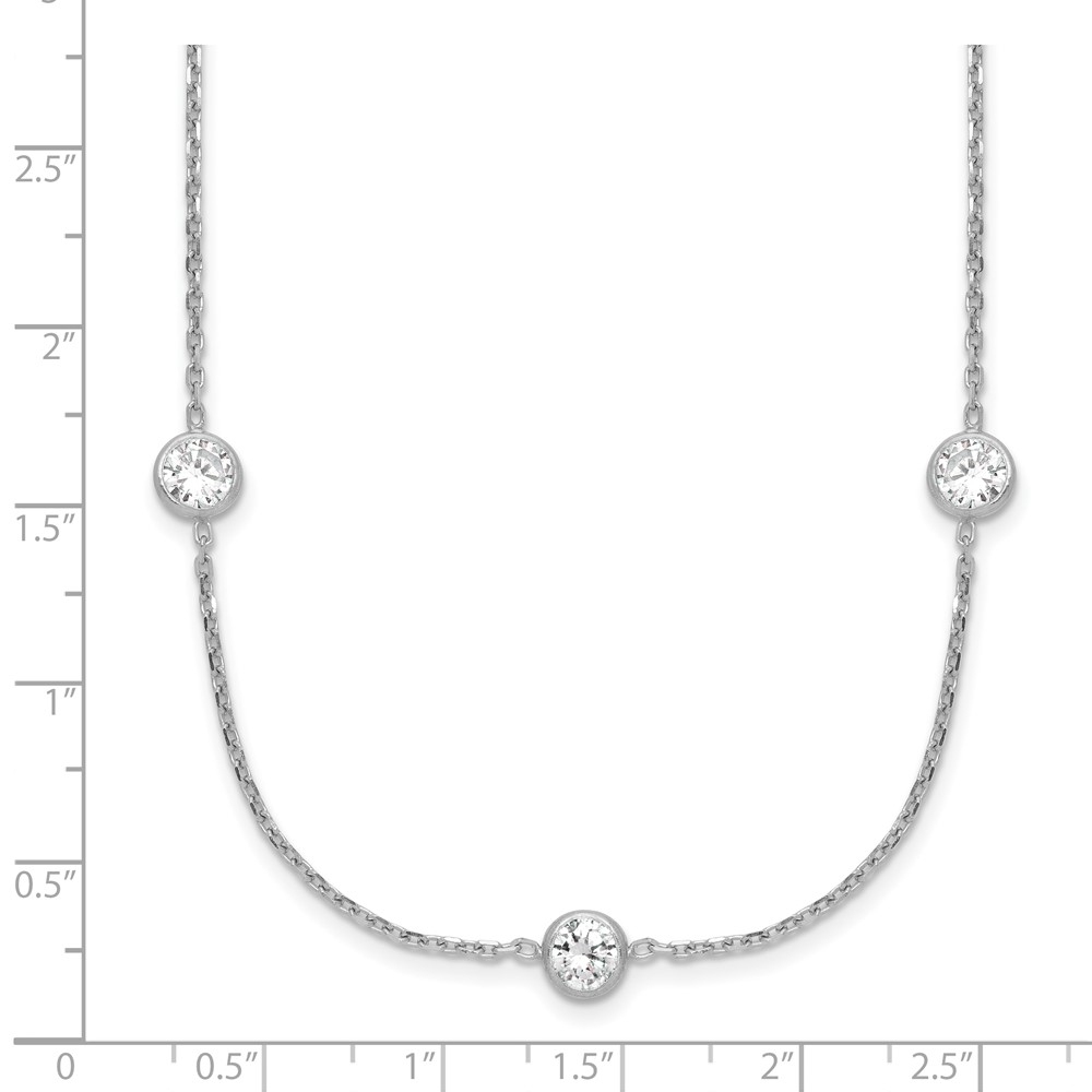 Sterling Silver Rhodium-plated 11-Station CZ Polished Necklace (QG4284-24)