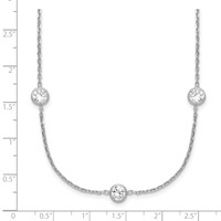 Sterling Silver Rhodium-plated 5mm Bezel-set Checker-cut CZ 11-Station Necklace, 24" view 5