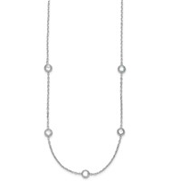 Sterling Silver Rhodium-plated 16-Station CZ Polished Necklace view 2