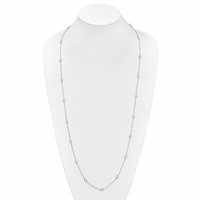 Sterling Silver Rhodium-plated 16-Station CZ Polished Necklace view 3