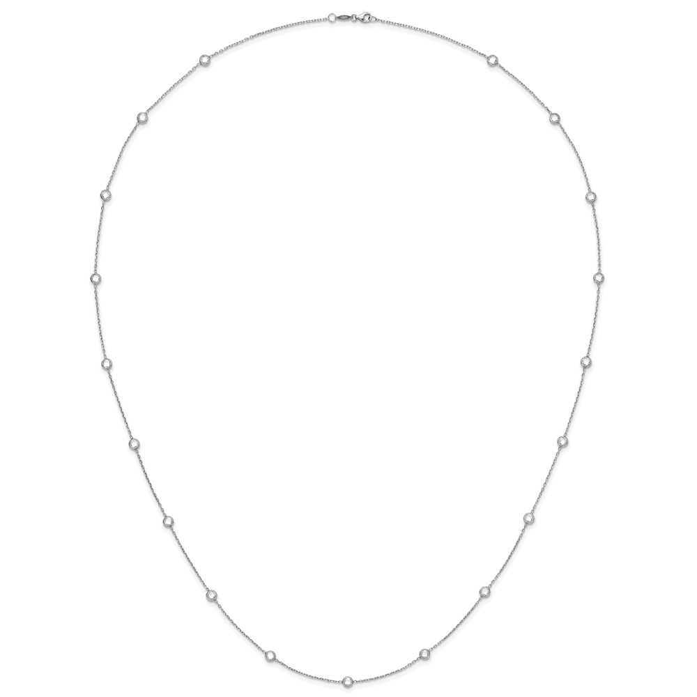 Sterling Silver Rhodium-plated 16-Station CZ Polished Necklace (QG4285-36)