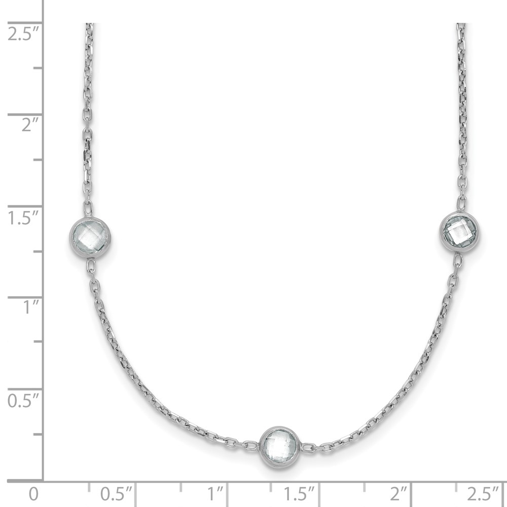 Sterling Silver Rhodium-plated 16-Station CZ Polished Necklace (QG4285-36)