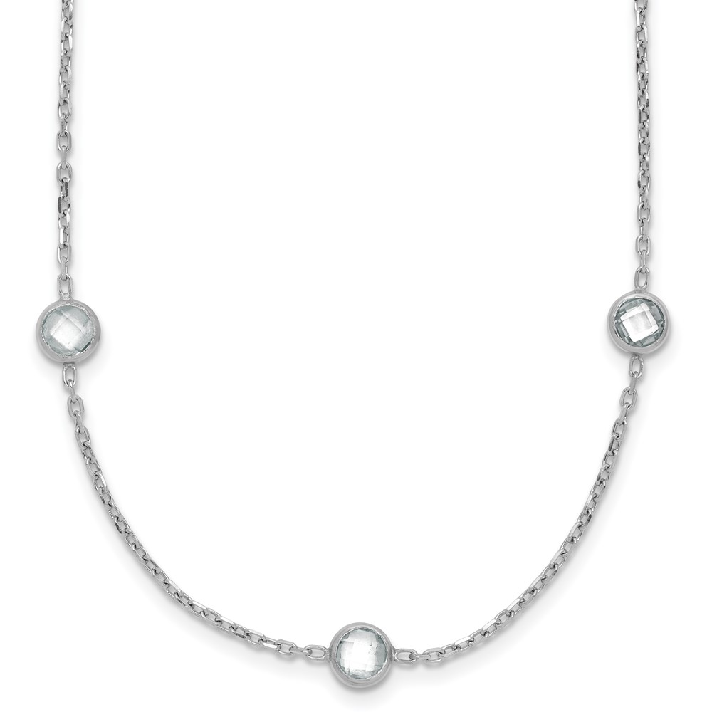 Sterling Silver Rhodium-plated 16-Station CZ Polished Necklace (QG4285-36)