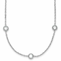Sterling Silver Rhodium-plated 16-Station CZ Polished Necklace view 1