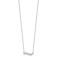 Sterling Silver Polished 5 Bezel-Set CZ Bar Necklace, 16" view 2