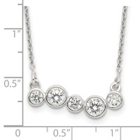 Sterling Silver Polished 5 Bezel-Set CZ Bar Necklace, 16" view 4