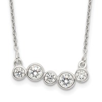 Sterling Silver Polished 5 Bezel-Set CZ Bar Necklace, 16" view 1