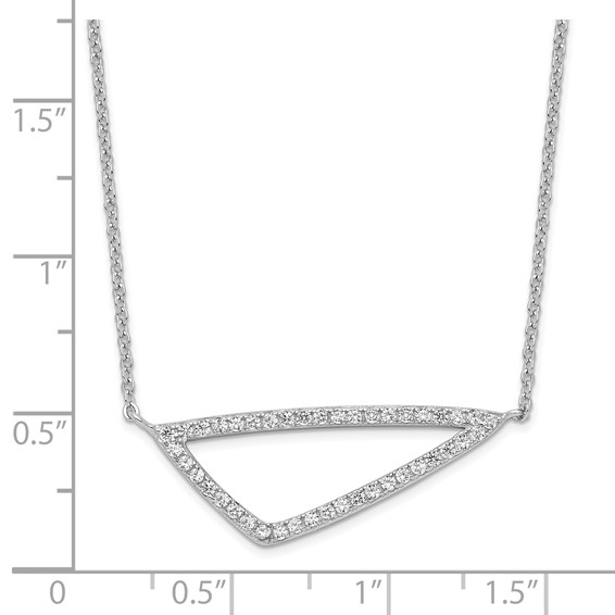 Sterling Silver Rhodium-plated CZ Triangle Necklace