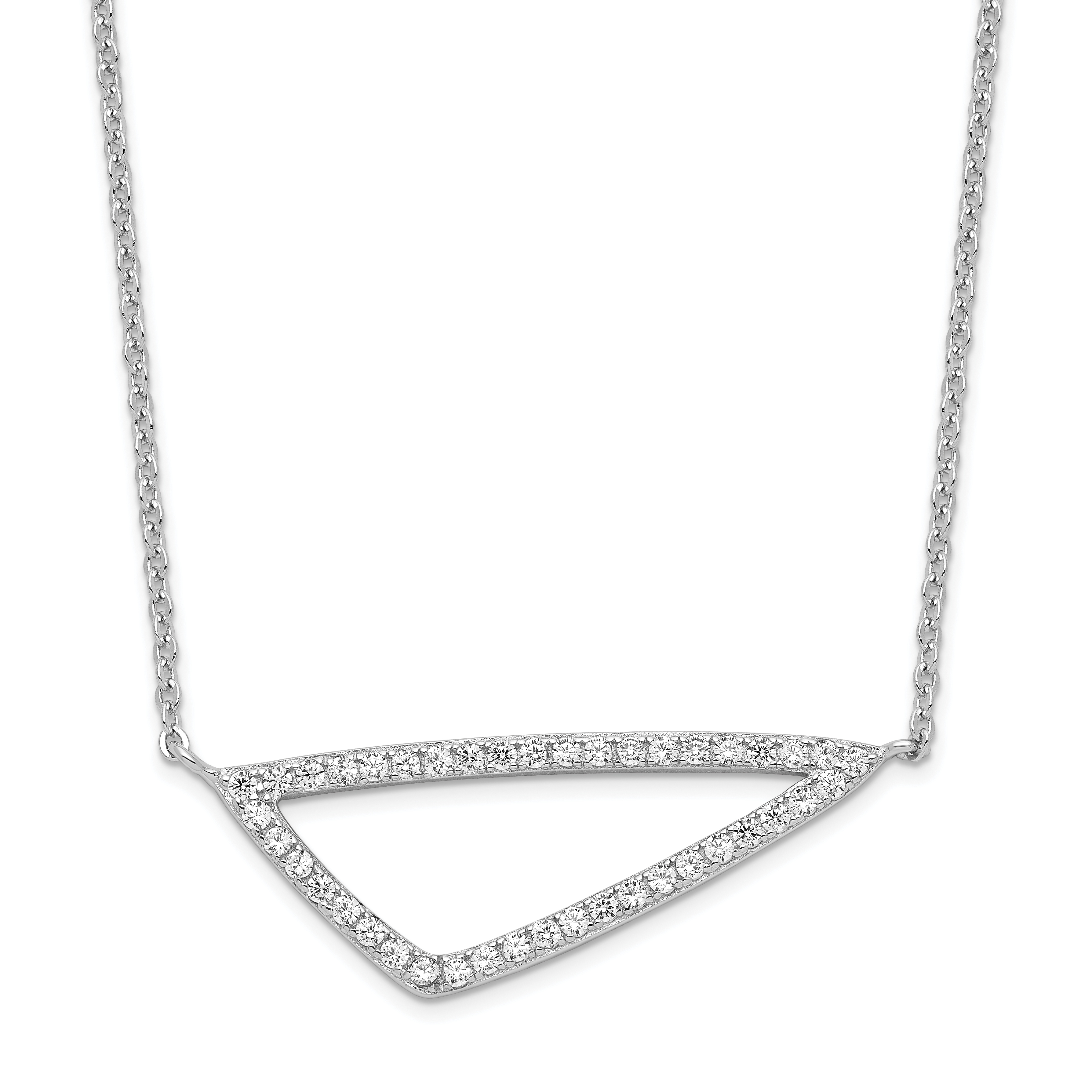 Sterling Silver Rhodium-plated CZ Triangle Necklace (QG4290-18)