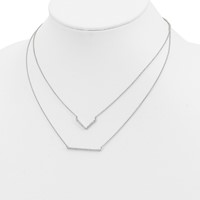 Sterling Silver Rhodium-plated CZ Double Bar 2-Strand Necklace, 16" view 3