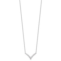 Sterling Silver Fancy-V Bar CZ Necklace - 18in view 2