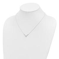Sterling Silver Fancy-V Bar CZ Necklace - 18in view 3