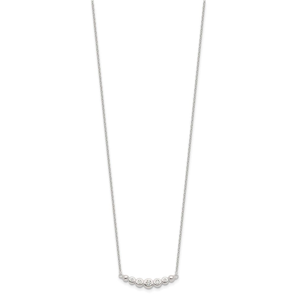 Sterling Silver Garduated CZ 18in Bar Necklace (QG4293-18)
