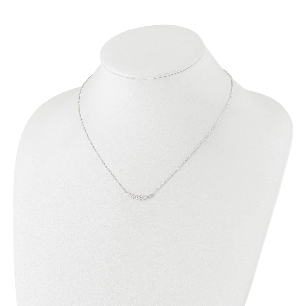 Sterling Silver Garduated CZ 18in Bar Necklace (QG4293-18)