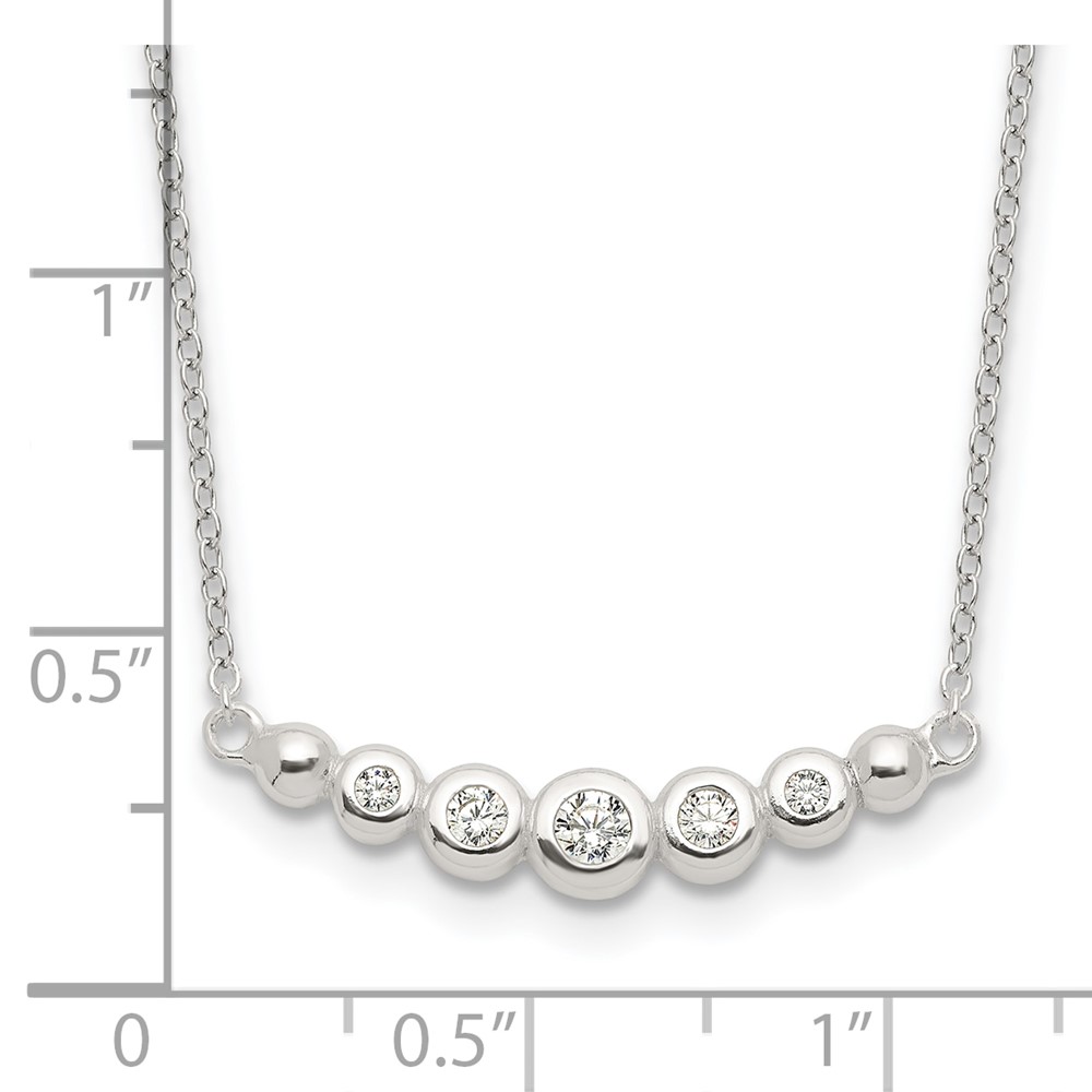 Sterling Silver Garduated CZ 18in Bar Necklace (QG4293-18)