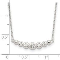 Sterling Silver Graduated Bezel-set CZ Bar Necklace, 18" view 4