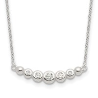Sterling Silver Graduated Bezel-set CZ Bar Necklace, 18" view 1