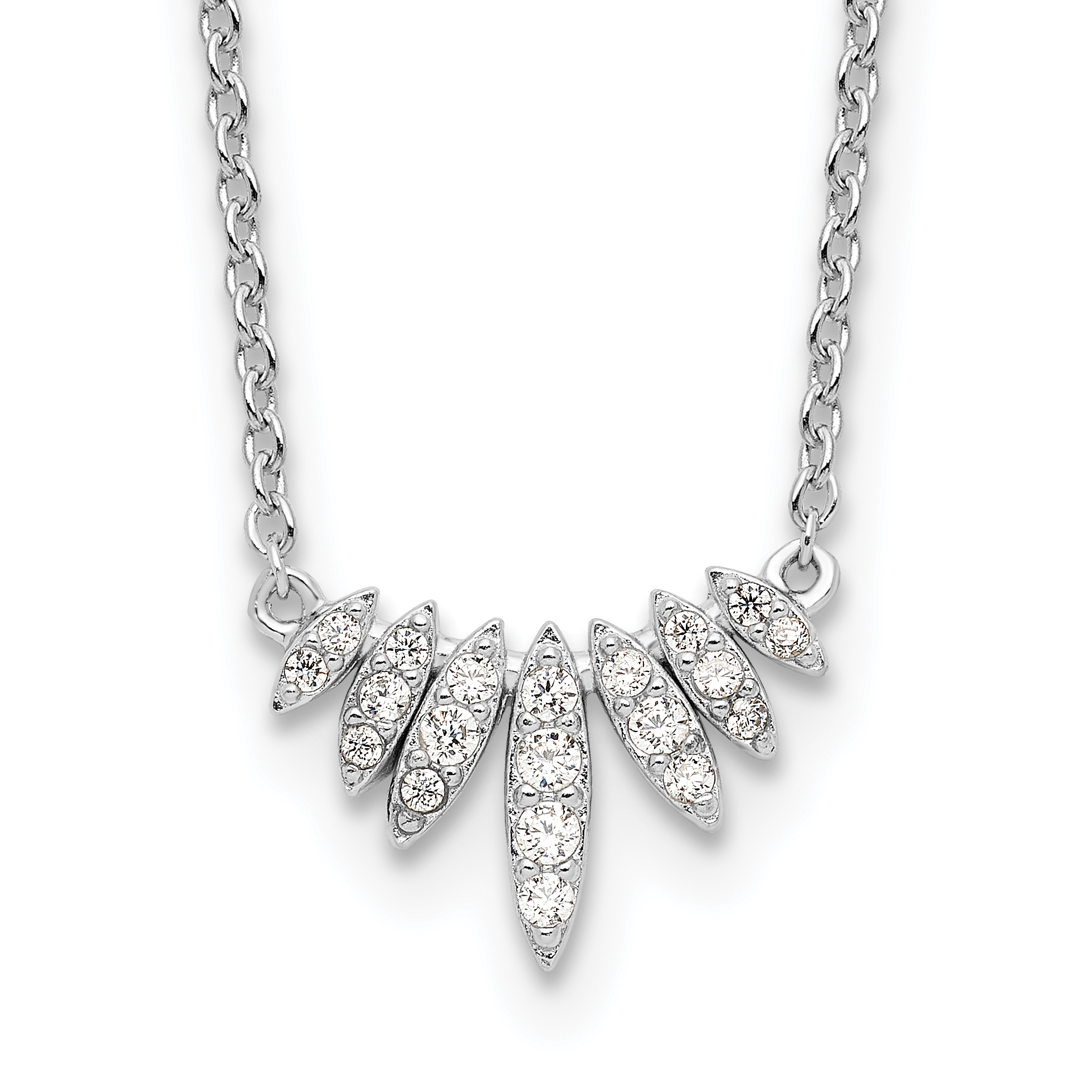Sterling Silver Rhodium-plated CZ 18in Necklace (QG4295-18)
