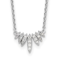 Sterling Silver Rhodium-plated Fancy CZ Necklace, 18" view 1