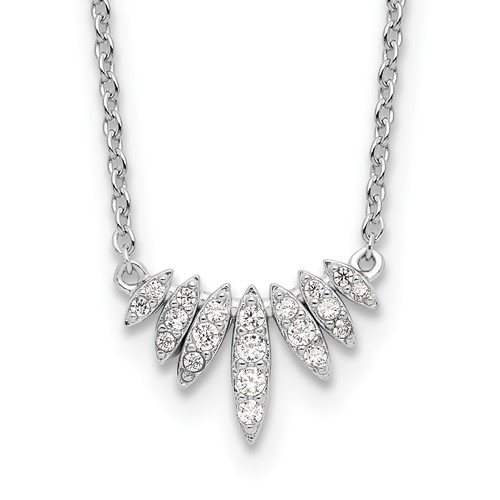 Sterling Silver Rhodium-plated Fancy CZ Necklace, 18"