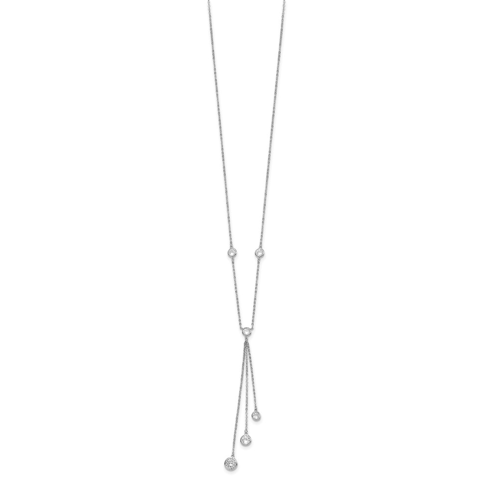 Sterling Silver Rhodium-plated CZ Y-Drop Necklace (QG4304-18)