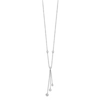 Sterling Silver Rhodium-plated Bezel-set CZ Y-Drop Necklace, 18" view 2