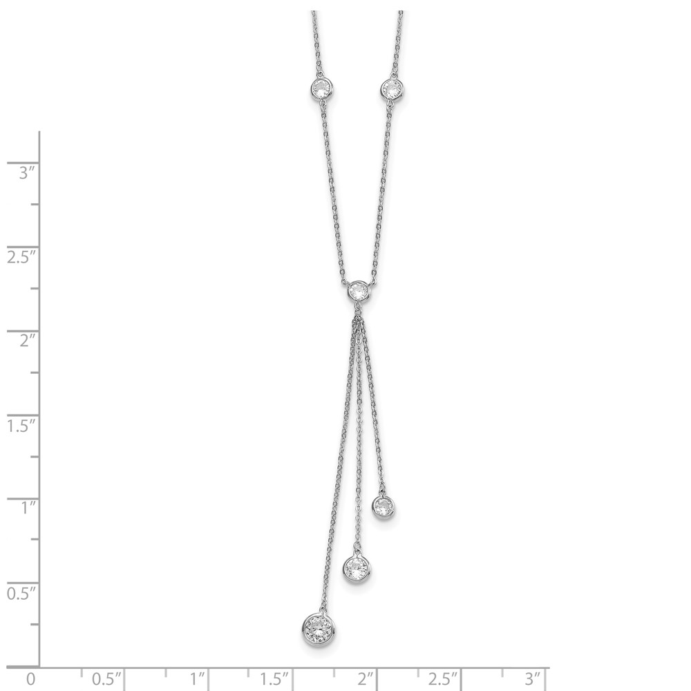 Sterling Silver Rhodium-plated CZ Y-Drop Necklace (QG4304-18)