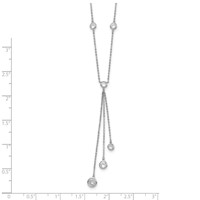 Sterling Silver Rhodium-plated Bezel-set CZ Y-Drop Necklace, 18" view 4
