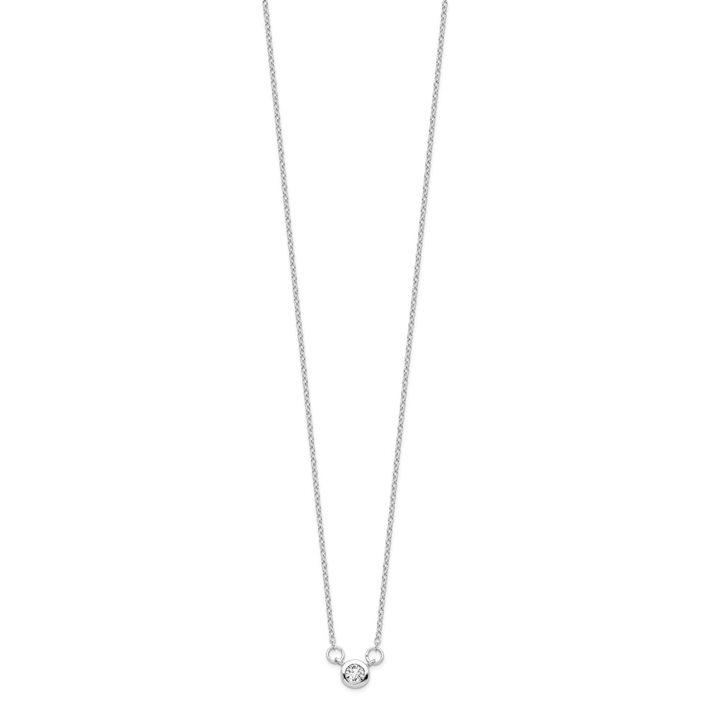Sterling Silver Rhodium-plated 18in Bezel-set 5mm CZ Necklace (QG4310-16)