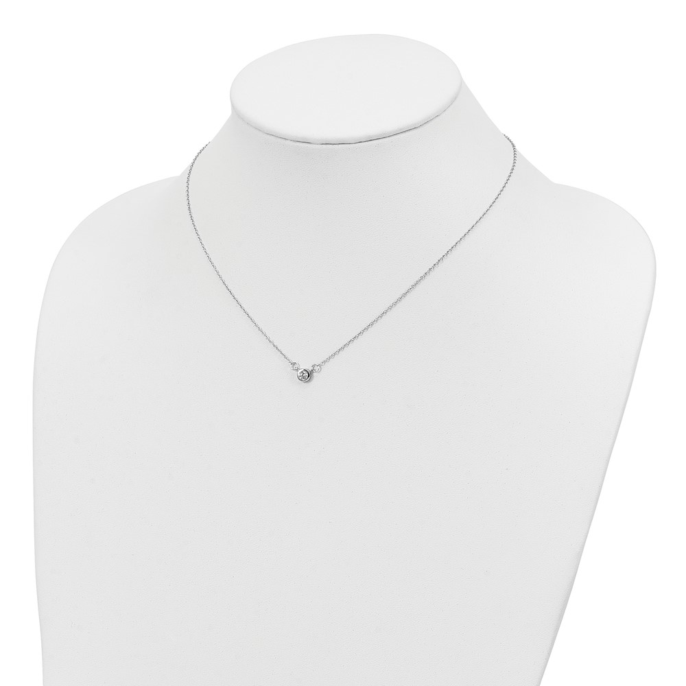 Sterling Silver Rhodium-plated 18in Bezel-set 5mm CZ Necklace (QG4310-16)