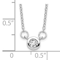 Sterling Silver Rhodium-plated Bezel-set 5mm CZ Necklace, 19" view 4