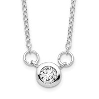 Sterling Silver Rhodium-plated Bezel-set 5mm CZ Necklace, 19" view 1