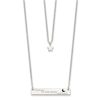 Sterling Silver Enameled I Love You to the Moon and Back Bar and Star 2-Strand Necklace, 16" view 2