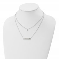 Sterling Silver Enameled I Love You to the Moon and Back Bar and Star 2-Strand Necklace, 16" view 3