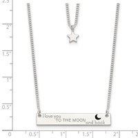 Sterling Silver Enameled I Love You to the Moon and Back Bar and Star 2-Strand Necklace, 16" view 4
