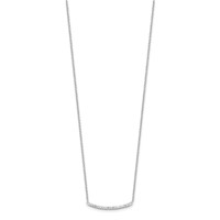 Sterling Silver Polished CZ Curved Bar Necklace, 18" view 2