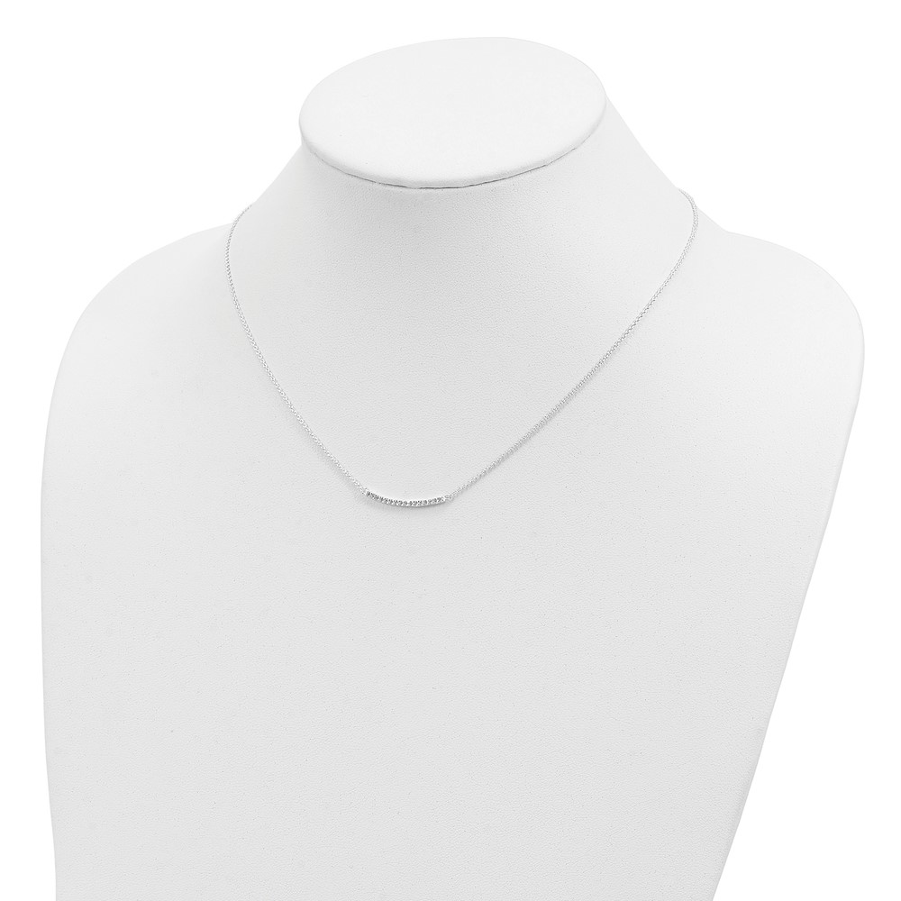 Sterling Silver CZ 18in Curved Bar Necklace (QG4323-18)