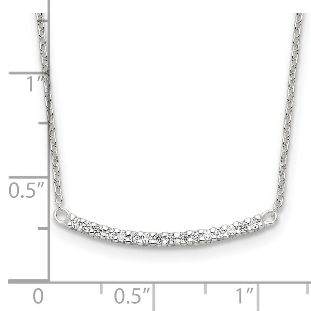 Sterling Silver CZ 18in Curved Bar Necklace (QG4323-18)