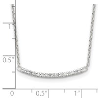 Sterling Silver Polished CZ Curved Bar Necklace, 18" view 4