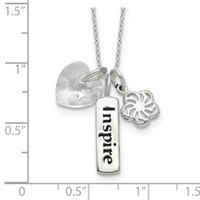 Sterling Silver Enameled Inspire Crystal Heart Necklace view 4