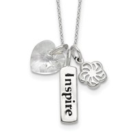 Sterling Silver Enameled Inspire Crystal Heart Necklace view 1