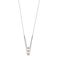 Sterling Silver Gold-plated and Rose-plated CZ Necklace with Ext, 2" view 2