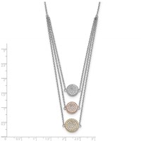 Sterling Silver Gold-plated and Rose-plated CZ Necklace with Ext, 2" view 5