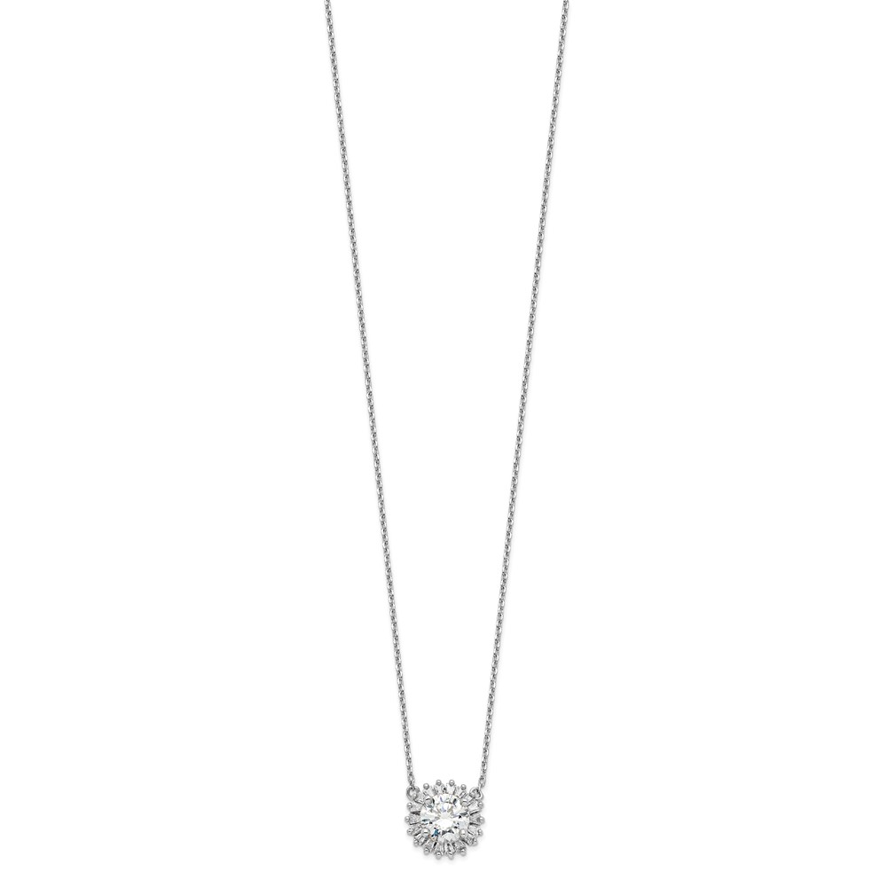 Sterling Silver Rhodium-plated CZ w/2in ext. Fancy Necklace (QG4334-16)