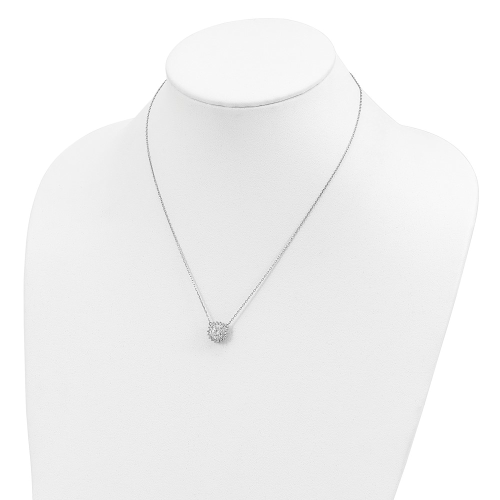 Sterling Silver Rhodium-plated CZ w/2in ext. Fancy Necklace (QG4334-16)