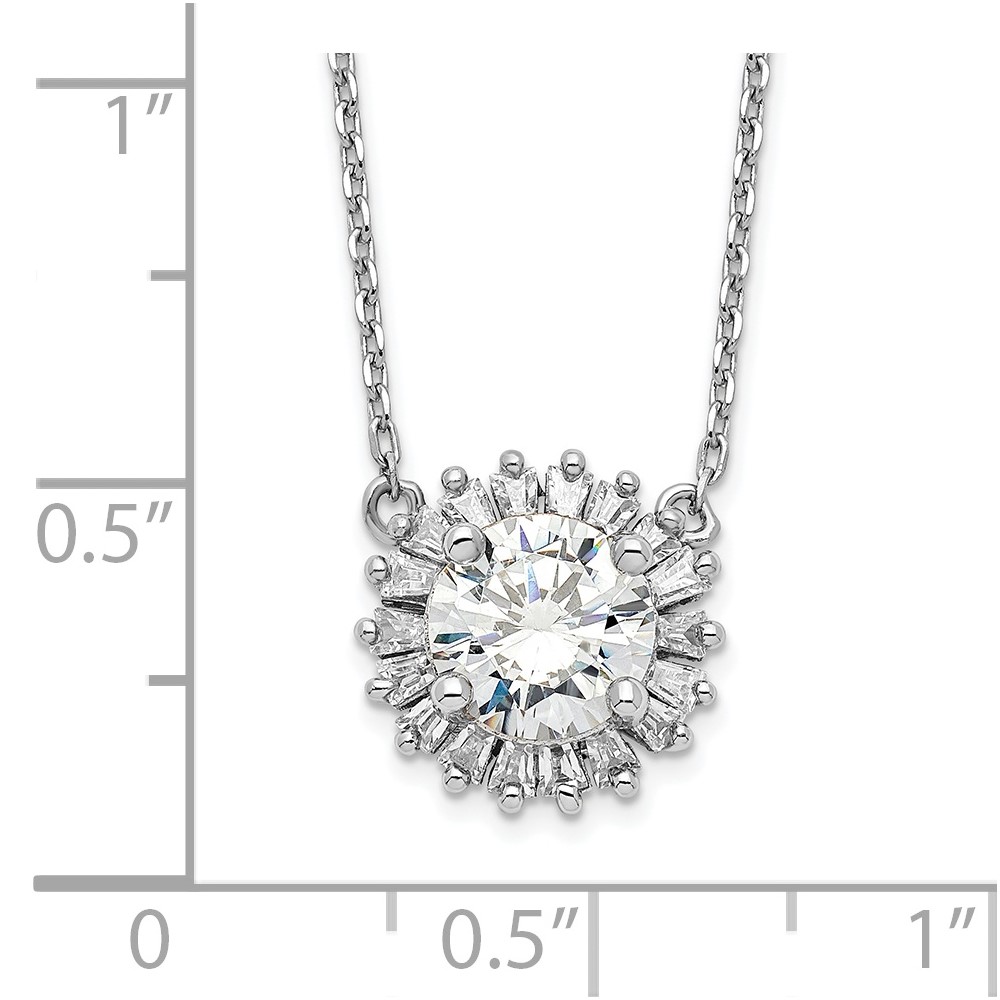 Sterling Silver Rhodium-plated CZ w/2in ext. Fancy Necklace (QG4334-16)