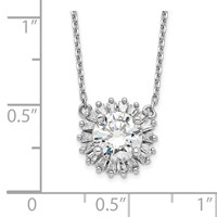 Sterling Silver Rhodium-plated CZ W 2in Ext. Fancy Necklace view 4