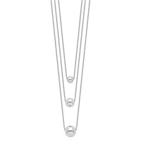 Sterling Silver Rhodium-plated Polished 3-Strand Graduated Beads Necklace with 2 Inch Extension, 16" view 2